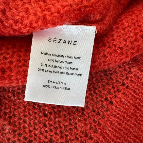 Sezane Dickey Mohair Merino Sweater Tassel Boho Open Knit Lightweight M - Picture 8 of 10
